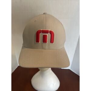 Travis Mathew SLOOPY SNAPBACK HAT, Flex Fit Heather, Gray With Red Logo. OHIO￼